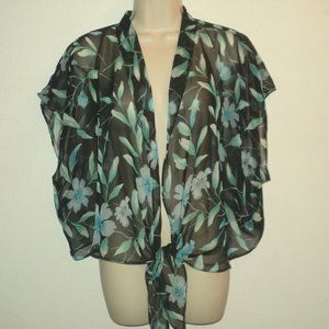 believe Woman...Women's Size 24 Sheer Floral Blouse Sleeveless Sheer Black, Blue